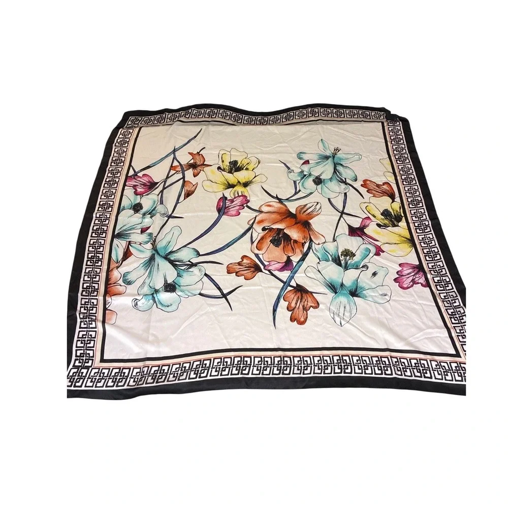 Chico's Scarf NEW‎ large square floral Resortwear vacation cruise quiet luxury